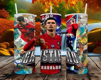 Football Legends Tumbler 20 oz Skinny | Soccer Star Design Tumbler | Tumbler Sublimation Designs, Full Tumbler Wrap, Seamless Downloads| Png