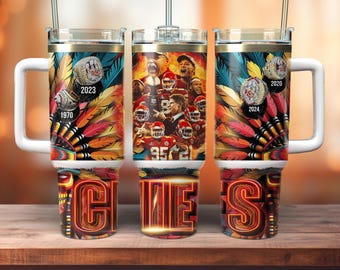 CHIEFS 40 oz Sublimation Tumbler Wrap PNG, Sport Mascot Tumbler Seamless Design, 40oz Sublimation Tumbler Football Digital Download