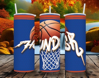 Thunder Basketball Legends Tumbler 20 oz Skinny | Stitch | Tumbler Sublimation Designs, Full Tumbler Wrap, Digital Downloads| Sports Tumbler