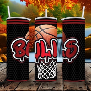 Vaso Bulls Basketball Legends de 20 oz, delgado, con puntadas, diseños de sublimación, envoltura completa, descargas digitales, vaso deportivo