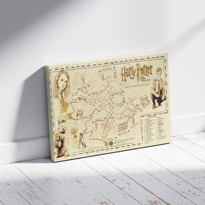Marauders Map Canvas Poster - Fantasy Movie Series Wandkunst, Harry's Maps Gedruckte Leinwand - Einzigartige Movie Series Map für magische Wohnkultur