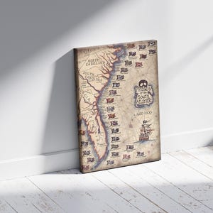 Arte de pared, lienzo de regalo con mapa, póster de piratas, impresiones de arte de pared, decoración de pared con mapas antiguos, arte con mapas del tesoro de piratas antiguos, decoración de pared de oficina, arte de piratas