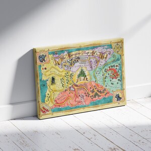 O Maravilhoso Mapa de Oz Pôster, O Maravilhoso Mágico de Oz Mapa em Tela, A Terra de Oz Mapa Impresso, Mapa do Mundo de Fantasia