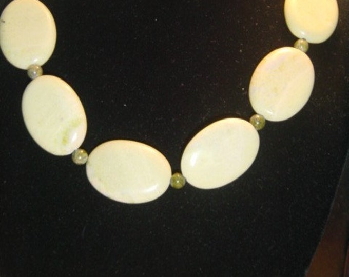 Genuine Light Green Jadeite Stone Necklace 16" long with hook closure