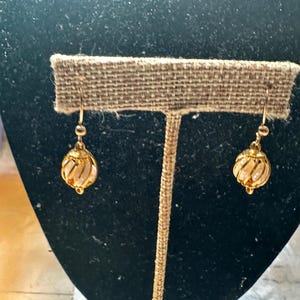 Gold filled 14K freshwater Pearls Cage Earrings -  gift box included
