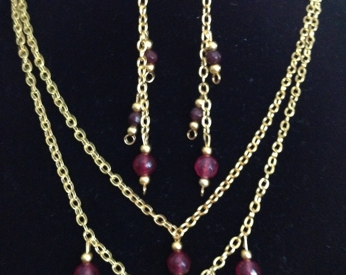 Meet "Rainbow Berry" 24K Gold Filled Chain & findings Genuine Ruby Necklace Set