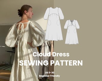 Cloud Dress PDF Sewing Pattern | Beginner Friendly | Size inclusive 0-30 | Detailed Instructions