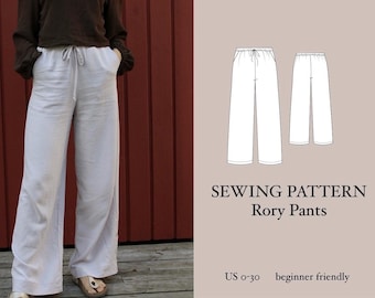 Rory Pants PDF Sewing Pattern | Absolute Beginner Friendly | Size inclusive 0-30 | Detailed Instructions