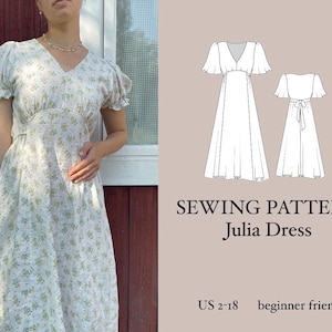 Julia Dress PDF Sewing Pattern | Beginner Friendly | Size inclusive 2-18 | Detailed Instructions