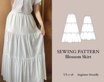 Blossom Skirt PDF Sewing Pattern | Absolute Beginner Friendly | Size inclusive 0-28 | Detailed Instructions