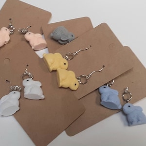 Kawaii Bunny Dangle Earrings~Light weight|Multicolored|Easter Earrings|Cute Rabbit Dangle|Plastic Earrings