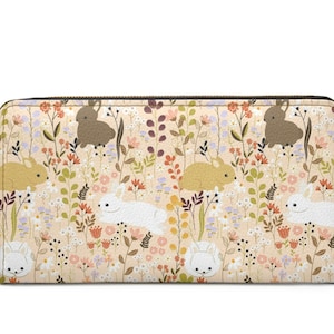 Carteira Kawaii Spring Bunny com zíper ~ Acessórios Cottagecore | Livro de bolso de coelho | Ideia fofa para presente