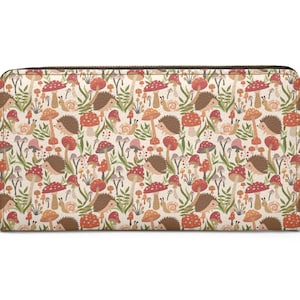 Cartera Cottagecore Hedgehog ~ Lindo bolsillo de hongos ~ Naturaleza Kawaii / Idea de regalo para mujeres