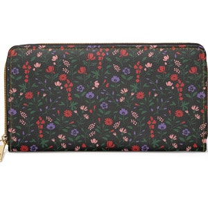 Cartera con cremallera Dark Cottagecore ~ Cartera floral / Linda idea de regalo / Cartera con cremallera vegana