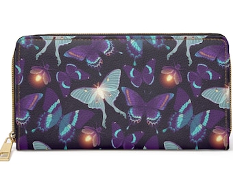 Lunar Moth Zipper Wallet~ Dark Fashion|Goth Pocketbook|Night Sky|Gift For Her