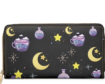 Cartera con cremallera para mujer Kawaii Celestial ~ Una taza de pieza