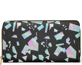 Cartera con cremallera negra Kawaii Crystal Shards
