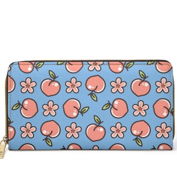 Blue Kawaii Peach Zipper Wallet~Just Peachy