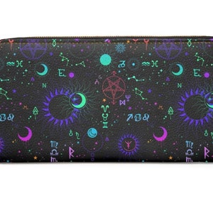 Sonnen Symbole Reißverschluss Geldbörse~Neon|Hexerei|Okkult Taschenbuch|Geschenk für Sie