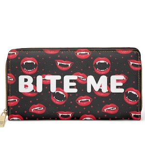 Cartera de vampiro gótico con cremallera ~ Muérdeme