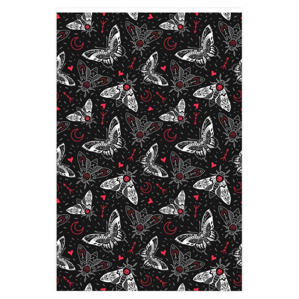 Gothic Moth Wrapping Paper, Love You Till Death Wrapping Paper sold by