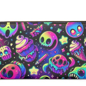 Neon Space Wallet ~ Gruselige Weltraum Geldbörse|Galaxy Print Kartenhalter|Halloween Geldbörse