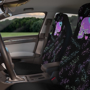 Kawaii Skull Car Seat Covers~Heart|Paint Splatter|Pastel|Covers|Cute|Punk Car Accessories