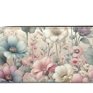 Cartera con cremallera con diseño floral pastel ~ Cartera con diseño floral elegante / Organizador elegante / Tarjetero / Regalo ideal para ella / Accesorios de primavera
