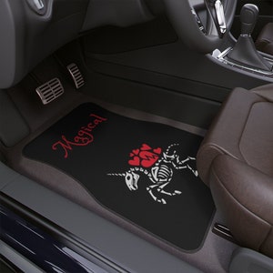 Goth Magical Skeleton Unicorn Car Floor Mats~Fantasy|Gothic|Car Accessories|Animal| Car Floor Covers|Car Decor