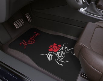 Gothic Skelett Einhorn Auto Fußmatten ~Fantasy|Gothic|Autozubehör|Tier Auto Bodenbezüge|Auto Dekor