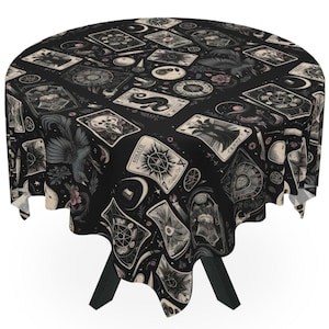 Gothic Tarot Card Tablecloth~Wiccan Kitchen Accessory|Spooky Table Cover|Occult Decor| Witchy Altar Cloth|Halloween Party Supplies