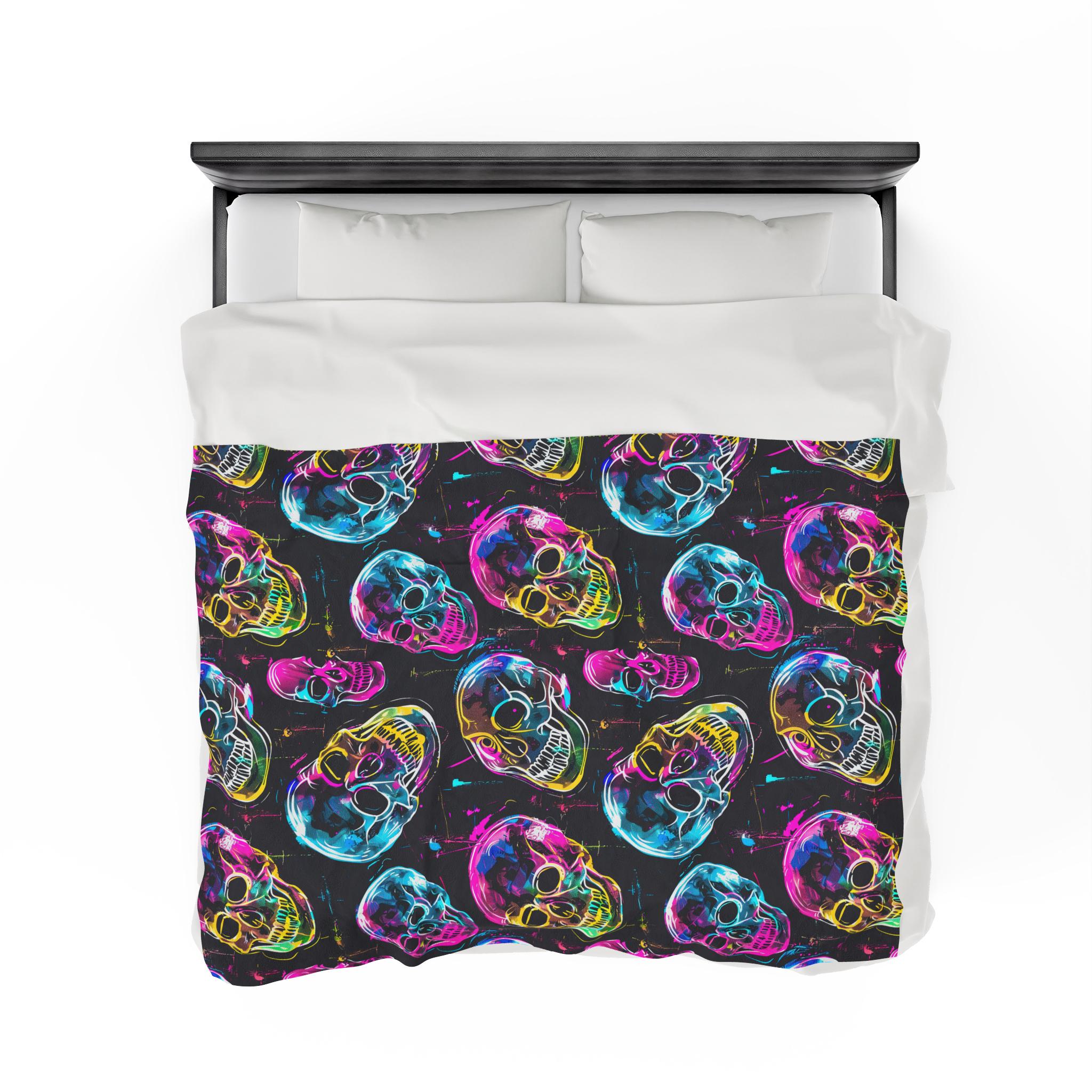 Punk Rainbow Skull Plush Blanket~goth Bedsheet| Alternative Bedding ...