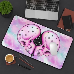 Pastel Goth Heart Skull Celestial Desk Mat~Mouse Pad|Desk Decor|Kawaii Goth|Pastel Goth Decor|Office Decor|Skull Decor|Gamer Gift