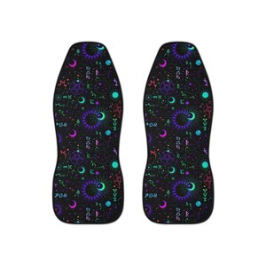 Sun Symbol Car Seat Covers~Black Seat Protector|Goth Car Accessories|Fun|Unique Gift image 2