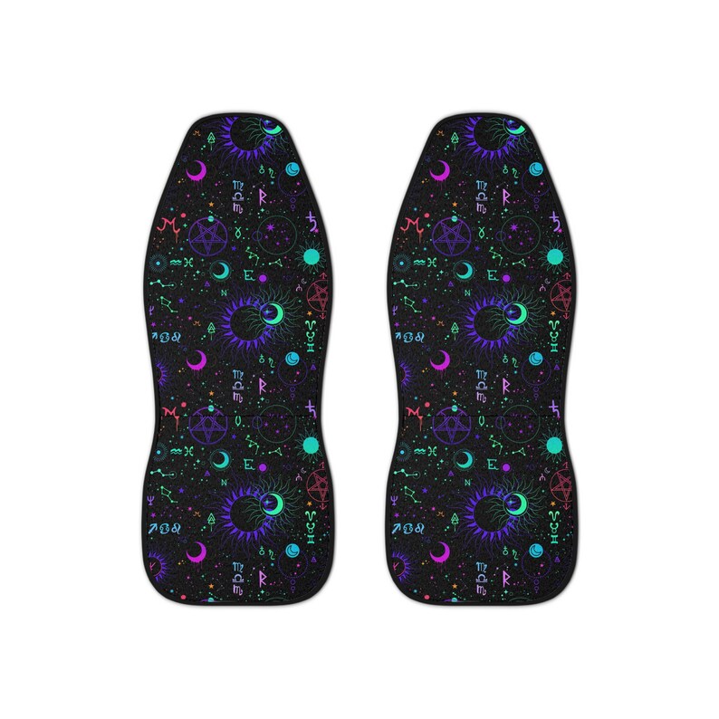 Sun Symbol Car Seat Covers~Black Seat Protector|Goth Car Accessories|Fun|Unique Gift image 2