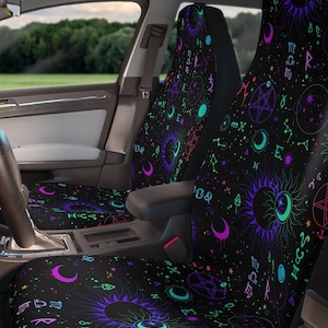 Sun Symbol Car Seat Covers~Black Seat Protector|Goth Car Accessories|Fun|Unique Gift