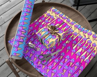 Cosmic Ice Cream Wrapping Paper~Kawaii|Cute Space Food|Pastel Gift Wrap|Birthday|Special Occasion|Party Supplies