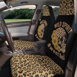 Skull Sunflower Car Seat Covers~Animal Print| Skull car decor|Fun Car Accessories|Gift Idea