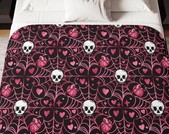 Vampire Love Sherpa Blanket~ Two Colors|Skull Decor|Spooky Cute Goth|Gift Idea