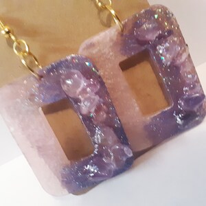 Pink Purple Crystal Earrings~Unique Dangles|Peirced Ears|Boho|Fun|Gift For Her
