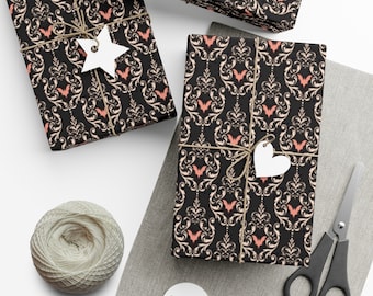 Victorian Bat Black And Pink Wrapping Paper