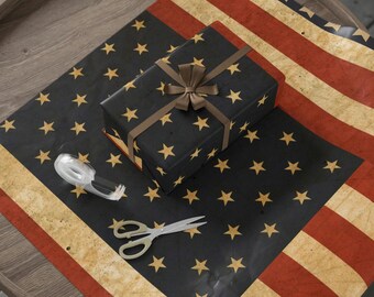 Papel de regalo rústico con la bandera estadounidense