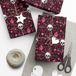 Goth Love Gift Wrap~Skull Gift Wrapping|Spooky Paper|Birthday|Special Occasions|Party Supplies