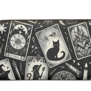 Gothic Tarot Kartenetui - Wicca Black Cat| Alt Geldbörse|Spooky Geldbörse|Witchy Geldbörse|Okkultes Mäppchen