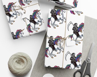 Papel de regalo de unicornio arcoíris de la Parca