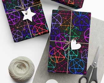 Pentagram Wrapping Paper~Neon|Trippy|Witch|Brithday|Special Occasion| Goth|Party Supplies