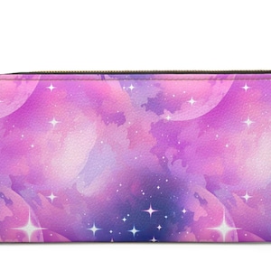 Cartera de mujer con diseño de galaxia lunar, cartera celestial, cartera con estampado espacial, tarjetero con diseño astronómico, organizador de billetera cósmica y billetera con cremallera