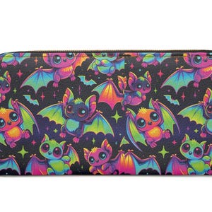 Niedliche Fledermaus Neon Reißverschluss Geldbörse - Bezaubernder Neon Fledermaus Print|Halloween|Alltäglicher Gebrauch|Geschenk für Fledermausliebhaber|Bunte Fledermaus Accessoires