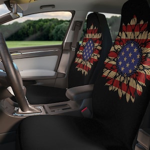 American sunflower Seat Covers~Flag Car accessories|Floral|USA Car Decor|Gift Idea
