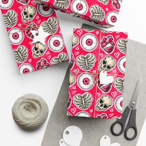 Spooky Valentine&#39;s Wrapping Paper~ Skull Gift Wrap|Special Occasion| Party supplies